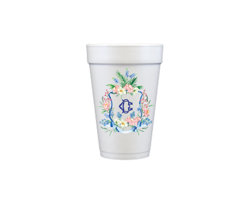 Colorful Two Letter Wreath Styrofoam Cup